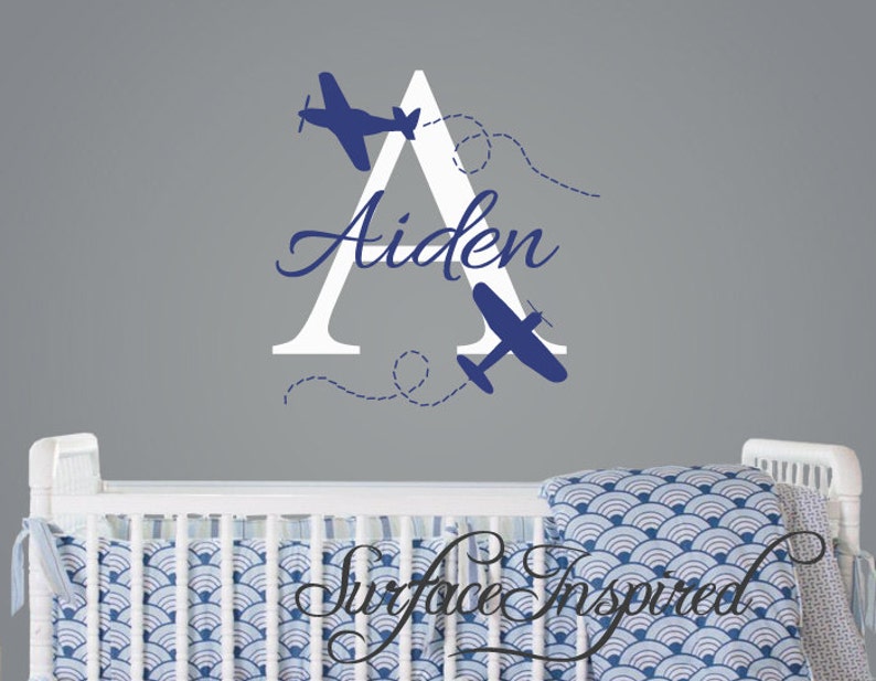 Airplane Wall Decals With Custom Name Decal. Nursery Wall Etsy