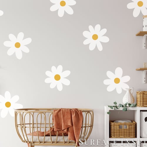Daisy Flower Wall Decal Set of 11 Flowers Flower Wall Etsy