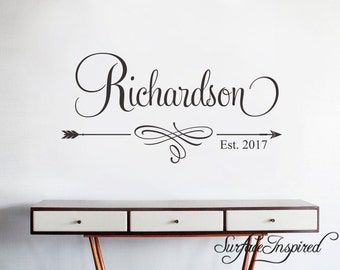 Wall Decals Quote - Personalized Family Name Wall Decal Name Monogram - Vinyl Wall Decal Family Wall Decor Wall Stickers Wedding Gift