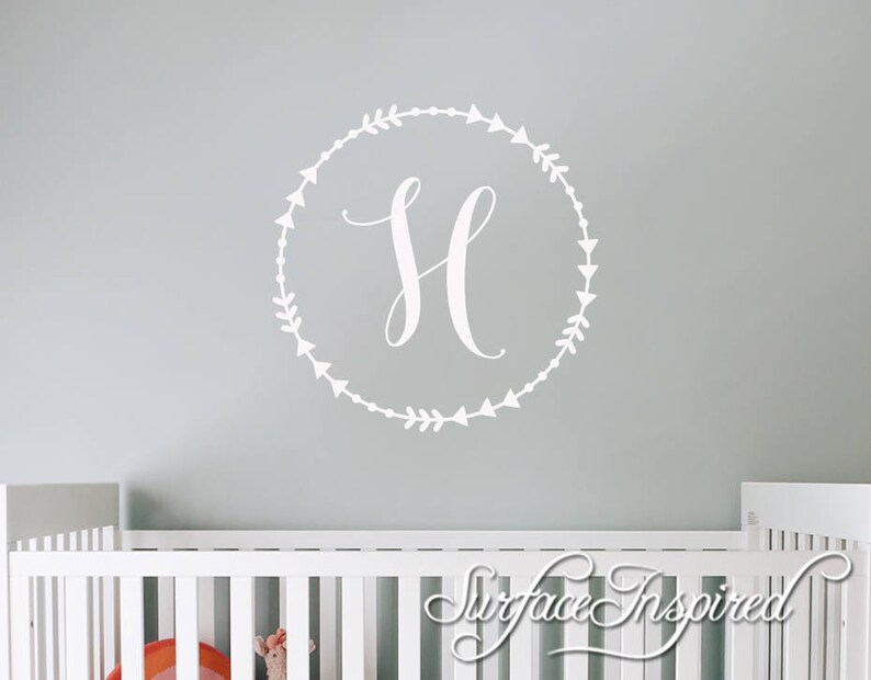 Personalized Wall Decal Circle Monogram for boys and girls rooms. Personalized wall decals made in any colors you want. image 1