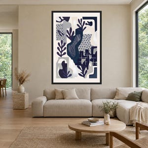 Abstract Composition, Modern Organic Shapes and Geometric Patterns, Wall Art Print