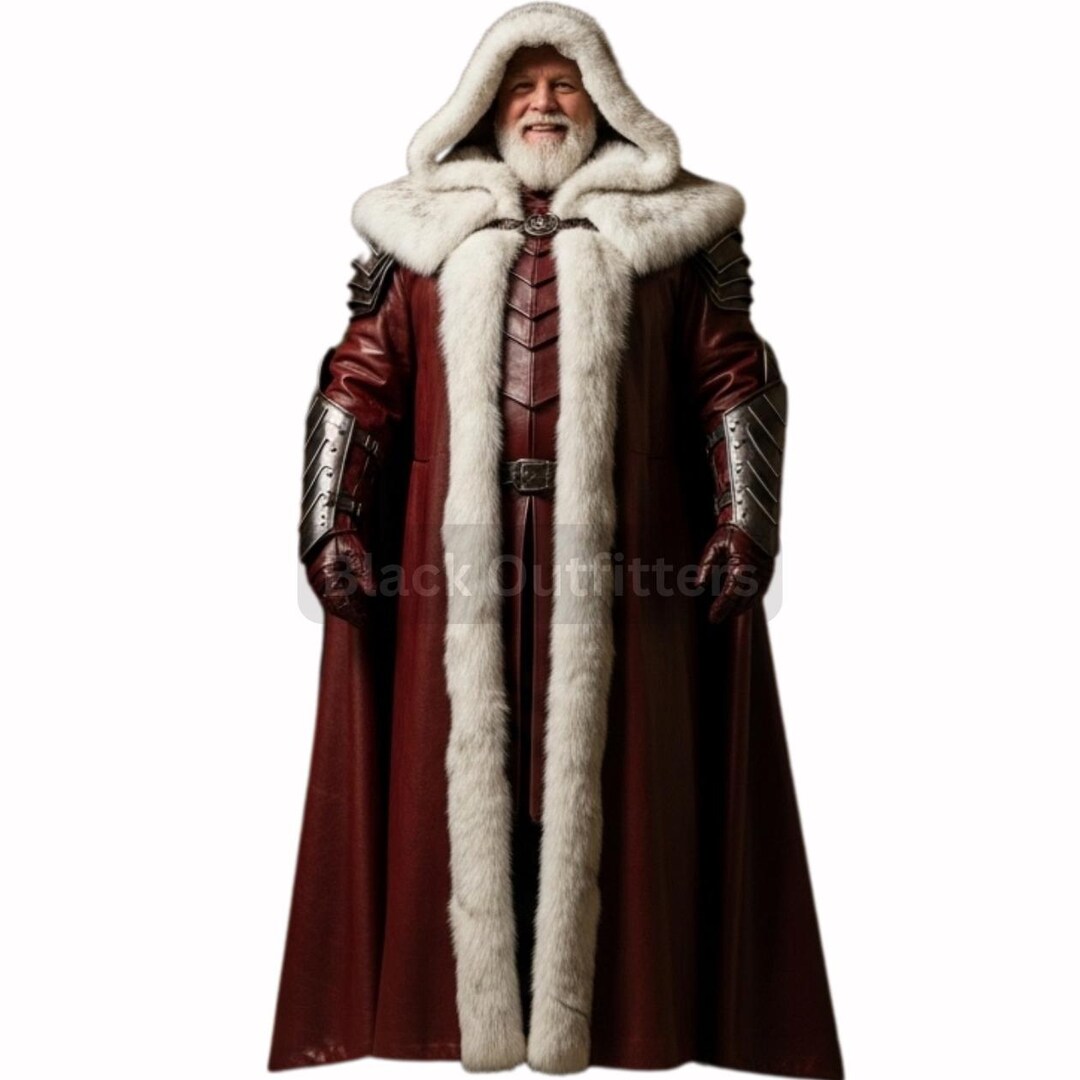 Knight Red Robe Medieval Red Leather Robe With White Fur Hood – Cosplay Warrior Coat - Etsy