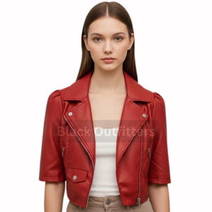 Red Leather Moto Jacket: Cropped Biker Style