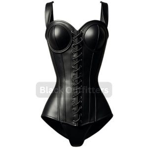 Genuine Leather Corset Bodysuit: Elegant Gothic Waist Trainer