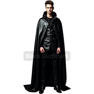 Handcrafted Black Leather Cloak: Gothic Steampunk Cosplay