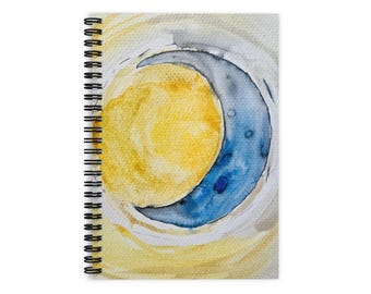 Sun and Moon Watercolor Journal | Celestial Boho Lined Notebook | Cosmic Astrology Diary | Spiritual Manifestation Notebook | Sacred Journal