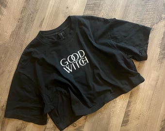 Good Witch Crop Tee | Celestial Boho Garment Dyed Shirt | Cosmic Astrology Top | Spiritual Awakening Witchy Crop | Divine Feminine Top
