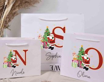 Custom Christmas Gift Bag with Name, Personalized 2025 Holiday Gift Bag, Christmas Eve Gift Bags, Xmas Presents, Tote Gift Bags, Party Bags