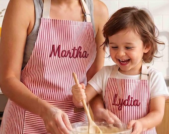 Grembiule personalizzato ricamato con nome, regalo personalizzato per gli amanti della cucina, della pasticceria o del fai da te, regalo per la mamma appassionata di pasticceria, regalo da chef per il bambino
