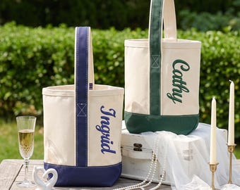 Borsa portabottiglie personalizzata, borsa portabottiglie ricamata su misura, regalo per damigella d'onore, bomboniera per addio al nubilato, regalo per festa prematrimoniale