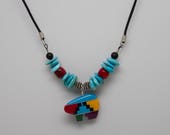 Turquoise inlaid stone Bear and Sterling Silver Necklace Womens Necklace Unique Bear Necklace,Metaphysical Southwest Necklace Turquoise N369