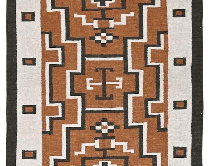 Midnight Mesa rusty brown Navajo rug by suzzi homes, native American rug, southwest style rug, geometric traditional wool rug, custom size