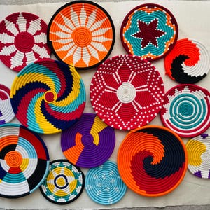 Wall basket decore, woven baskets, wall hanging, boho wall basket art, baskets for wall, African wall basket, Rwanda basket, assorted basket