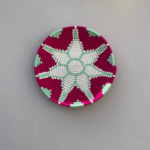 Pink Wall Basket,  Wall Hanging plates, colorful wall plates, African baskets, boho wall baskets, baskets for wall, wall decor basket