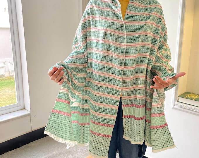 Handwoven Cotton Rebozo Shawl: Traditional Pakistani Scarf, Labor Support
