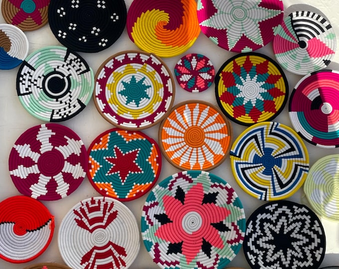 African Wall Baskets, Woven Wall Hanging Basket Plates, Boho Wall Baskets, Basket Wall Decor, Colorful Bohemian Wall Decor