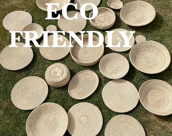 Handmade Woven Wall Basket Set: Bohemian Farmhouse Decor