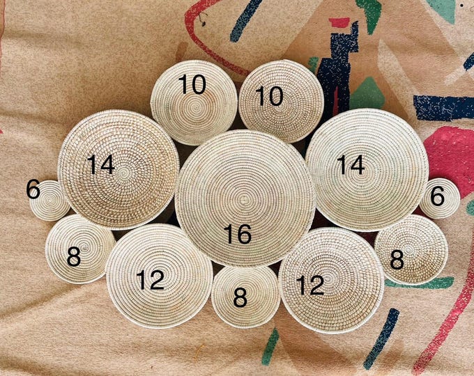 Neutral Woven Wall Baskets Set Of 3,4,5,6,7,8,9,10 & 12, Boho Wall Baskets, African Wall Baskets, Basket Wall Art, Rustic Wall Hanging Decor