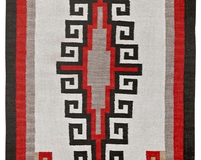 Desrt Totem Navajo Rug By Suzzi homes, Red & Black Navajo Kilim rug, Native American Rug, Traditional Wool Rug, 6x4, Boho Home Decor