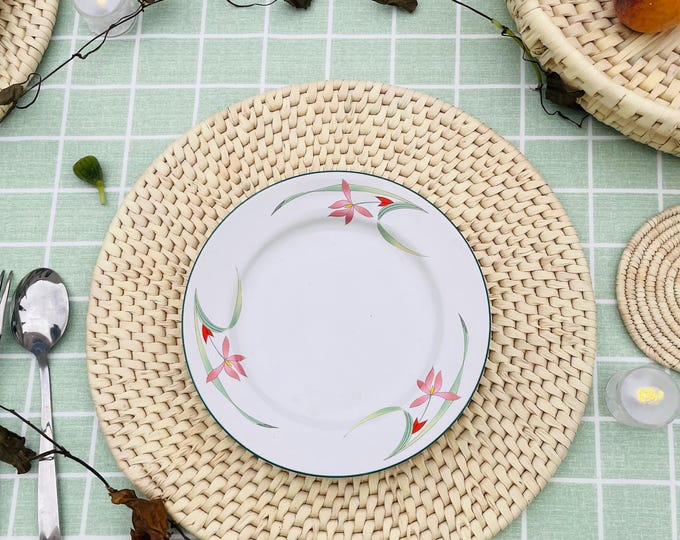 Boho palm leaves placemats, natural placemats, round place mat, woven placemat, wicker placemat, rustic table decor, gift for dining table