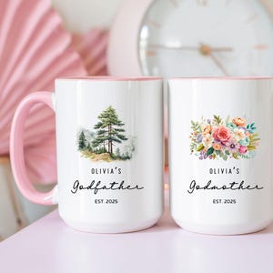 Personalized Godfather Mug, Custom Godfather Gift, Christening Gifts, Baptism Mug, Godfather Proposal, Godparents Gifts, Pinetree Godfather