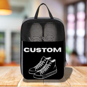 Personalized Travel Shoe Bag Custom Name Shoe Carrier for Men Women Kids Travel Organizer for Sneakers Gym Sports Shoes Gift