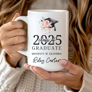 Custom Graduation 2025 Mug Personalized Grad Mug Masters Degree Gift Graduation Gift for Her College Degree Mug Unique Graduation Present