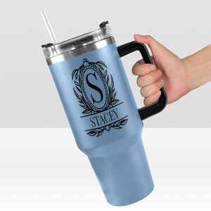 Personalized 40oz Tumbler with Handle Lid and Straw Monogram Name Tumbler Insulated Engraved Cup Bridesmaid Proposal Gift for Her