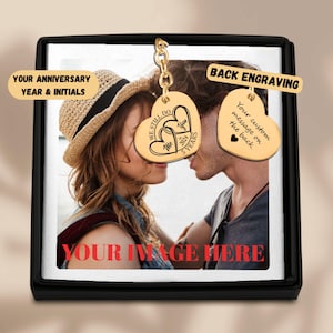 Llavero de corazón para el 5.º aniversario: regalo personalizado para celebrar el 5.º aniversario, recuerdo grabado personalizado para parejas, bodas o un hito amoroso.