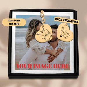 Llavero de corazón personalizado con nombres de pareja y fecha: regalo de aniversario personalizado, recuerdo de boda, regalo de San Valentín o de compromiso.