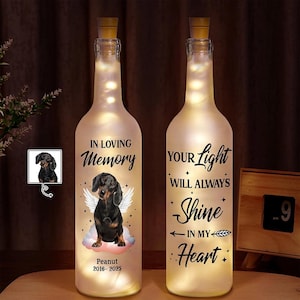 Custom Photo Bottle Light Personalized Pet Memorial Gift for Dog Loss LED Remembrance Keepsake Light Unique Tribute Decoration for Pets