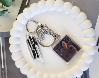 Kpop Inspired Acrylic Keychain, Dark Aesthetic Charm, Korean Music Fan Gift, Agust D Inspired Style