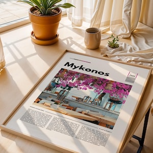 Stampa di Mykonos, Poster di Mykonos, Decorazione artistica da parete unica, Stampa artistica della Grecia, Foto greca A1/A2/A3/A4
