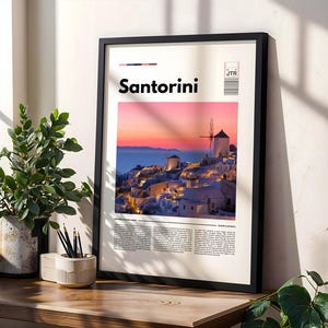 Stampa Santorini, Poster Santorini, Decorazione artistica da parete unica, Stampa artistica Santorini, Foto Grecia A1/A2/A3/A4