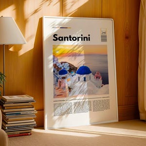 Stampa Santorini, Poster Santorini, Decorazione artistica da parete unica, Stampa artistica Santorini, Foto Grecia A1/A2/A3/A4