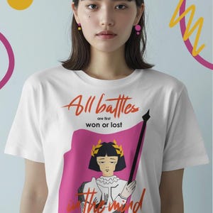 Jeanne D’Arc T-shirt, Warrior Spirit, Art Print, Daily Affirmation Shirt, Mindset Shirt, Strong Women tee, Girl Power T-shirt, Heroic Women