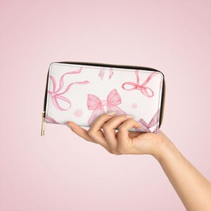 Schicke rosa Schleifen-Reißverschluss-Mappe, niedliche Geldbörse für Frauen, stilvolle Geldbörse, Geschenke für sie, Geburtstags-Accessoire, täglichen Essentials
