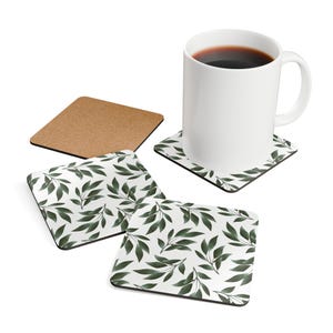 Botanical Cork Coaster Set | Eco-Friendly Drink Coasters for Home Decor, Housewarming Gift, Rustic Kitchen, Party Tableware, Nature Lover