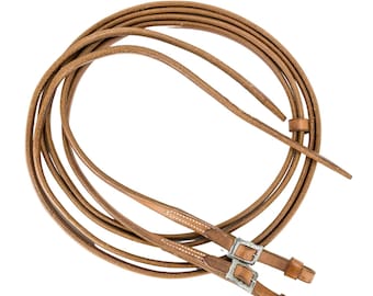 Quality Herman Oak Leather Split Reins - with Jeremiah Watt (Horse Shoe Brand) Buckles - Light Leather