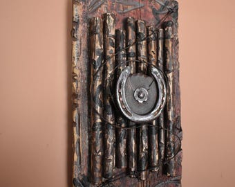Rustic Western Wall Plaque 'End of Open Range' Cedar Rails & Barbed Wire Gift for Horse Lover or Western Themed Collector