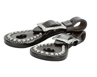 Quality Herman Oak Leather Slobber Straps with Jeremiah Watt (Horse Shoe Brand) Buckles and Hardware - Dark Leather