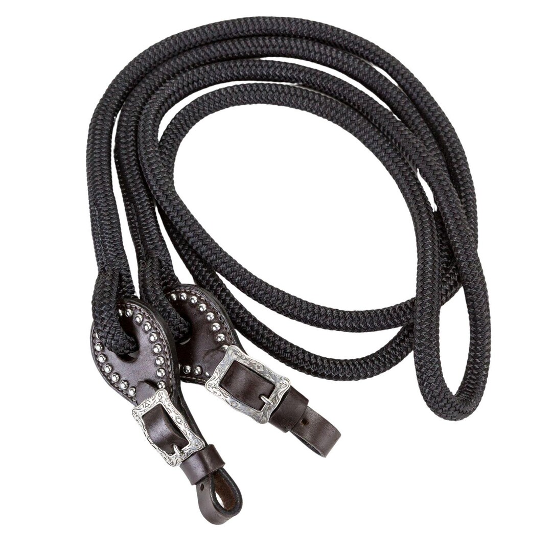 One Piece Rope Rein With Quality Herman Oak Dark Leather Slobber Straps ...