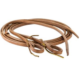 Quality Herman Oak Leather Reins - Water Loops- Weighted Ends -  Light Color