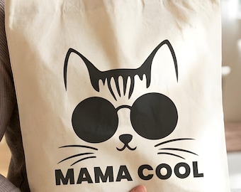 Funny Mama Tote Bag, Proud Mother Shoulder Handbag, Minimalist Attitude Women Purse, Mom Canvas Shopper, Gift for Moms and Women
