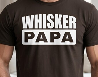 Funny Whisker Papa Shirt, Cat Lover Gift, Father’s Day Gift for Him, Minimalist Dad T-Shirt, Humorous Cat Dad Tee, Adult Funny Mens Tee