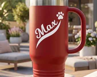 Customized 40oz Stanley Tumbler with Handle, Personalized Name Travel Mug, Pet Lover Gift, Custom Insulated Drinkware Cup, Gift for Friends