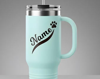 Aangepaste Stanley-beker van 40 oz met handvat, gepersonaliseerde naamreismok, cadeau huisdierliefhebber, op maat gemaakte geïsoleerde beker drinkgerei, cadeau voor vrienden