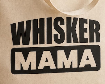 Funny Whisker Mama Tote Bag, Cat Mom Gift, Minimalist Sarcastic Attitude Shoulder Bag for Proud Women, Durable Canvas Shopping Purse