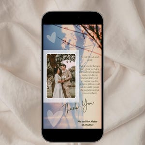 Modèle de carte de remerciement de mariage électronique bohème, téléchargement immédiat Merci, message texte numérique minimaliste Merci, mariage merci