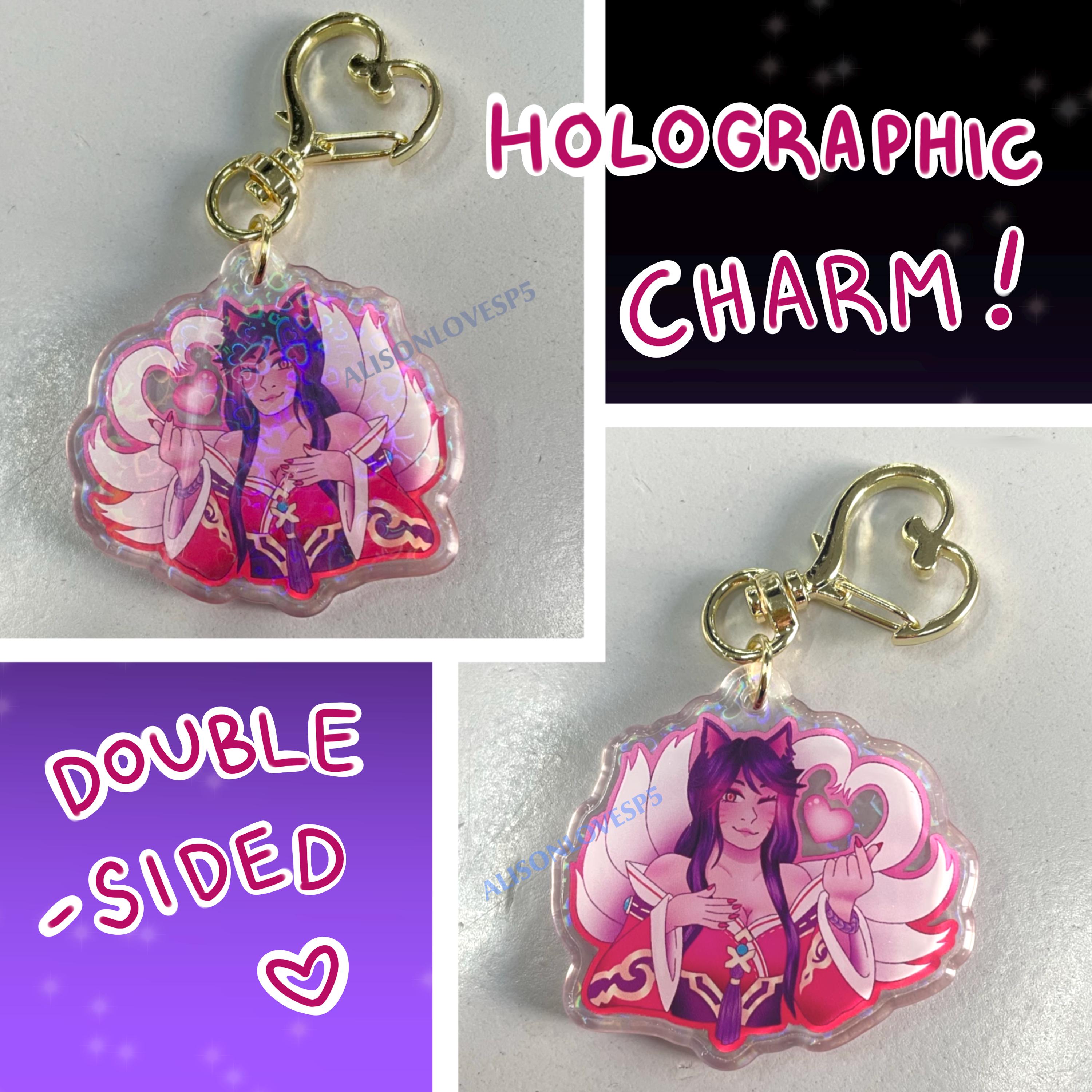 HOLOGRAPHIC AHRI Double-sided Charm Keychain / League of Legends - Etsy